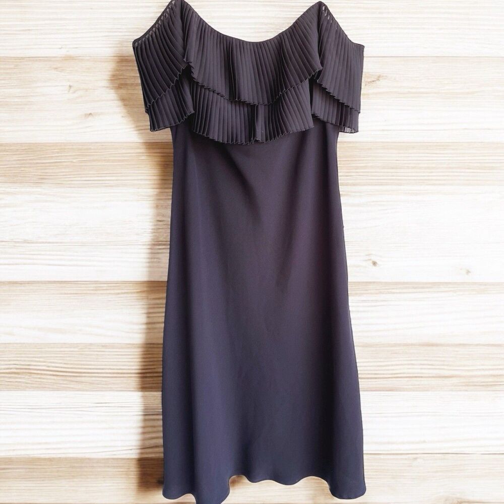 Women’s Black Off Shoulder Ruffle Formal Party Midi Dress Citrine Of Canada 16